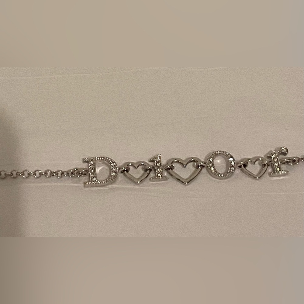 Dior Silver Lovely Rhinestone Heart Link Bracelet New With Tag 100% Authentic - Picture 2 of 12